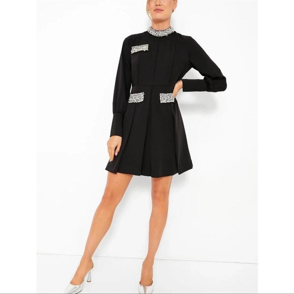 Tuckernuck Womens Embelished Hoyt Dress Black Beaded Cocktail Dress - Picture 2 of 11